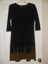 Nine West New Womens Black/Gold 3/4 Sleeve Sweater Dress    M - £18.98 GBP