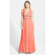 Hailey by Adrianna Papell New Womens Coral Embellished Pleated Chiffon Gown    2 - £101.47 GBP