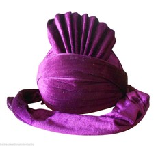 Men Hat Punjabi Indian Handmade Top Hats Bhangra Pagri Turban Velvet Purple - $74.99