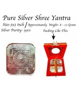 Shri Sri Yantra Laxmi Yantra In 99 % Pure Silver With Mantra Engraved - £68.19 GBP