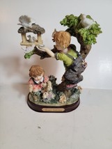 Monnet Collection Statue Resin Decor Rare Vintage Kids Birds Tree Birdhouse - £75.81 GBP