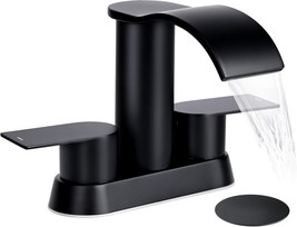 Waterfall Bathroom Sink Faucet 3 Hole, Bietor Matte Black Bathroom Fauce... - $51.92