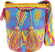 Handmade Wayuu Crochet Tote Bag, Woven Mochila, Colombian Tribal Bag, Be... - $96.04