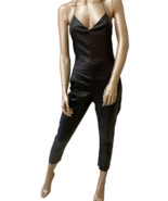 ONE TEASPOON Womens Fitted Jumpsuit With Ankle Zippers Coated Black Size... - £97.25 GBP