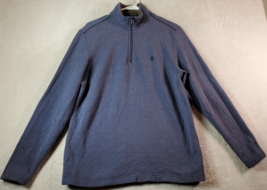 IZOD Saltwater Sweatshirt Mens Small Blue Knit Cotton Long Sleeve Logo 1/4 Zip - £12.26 GBP