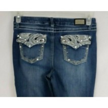 Earl Jeans Straight Leg Embroidered Metallic Jewelled Distressed Whiskered Sz 6 - £15.21 GBP
