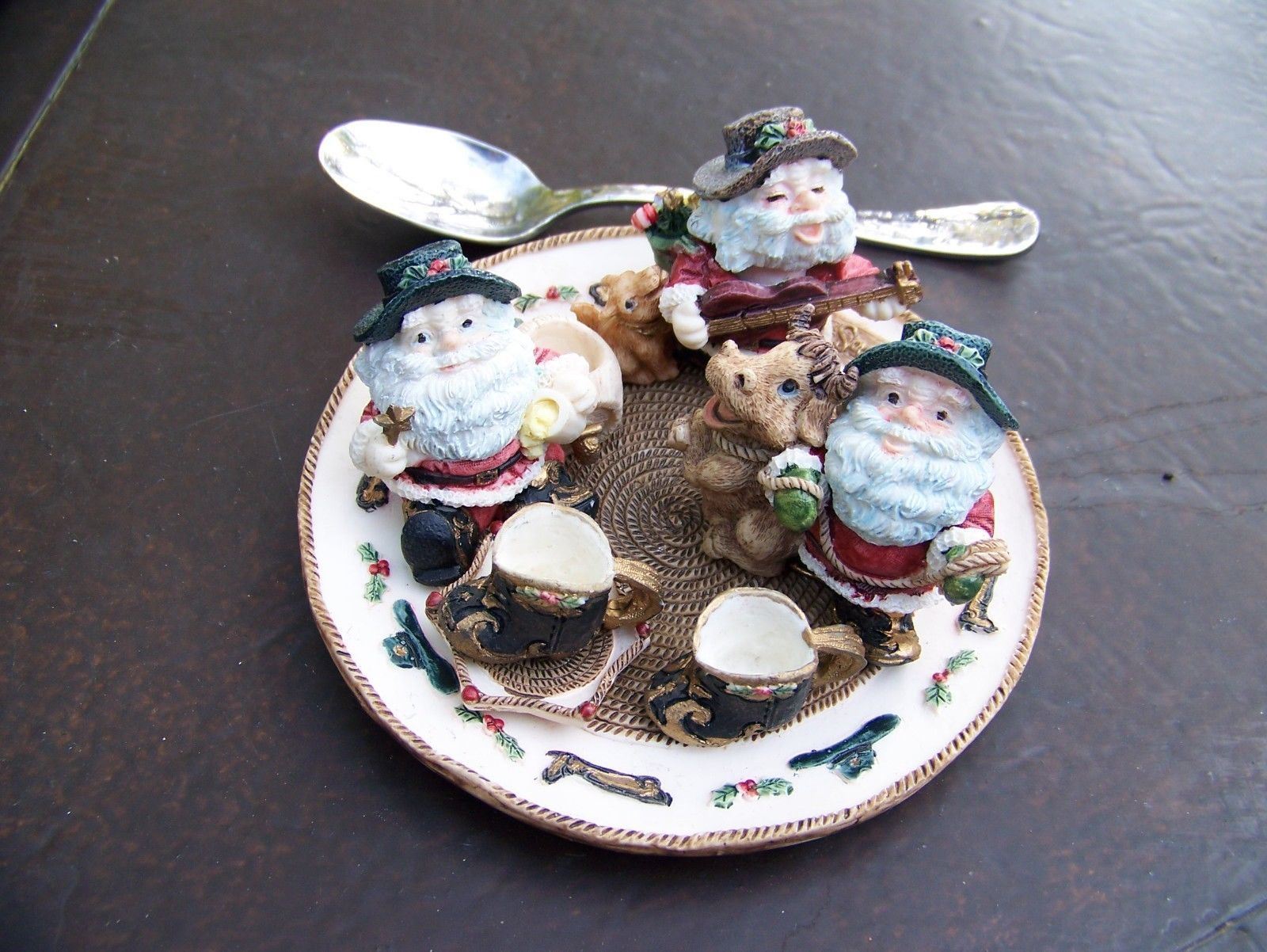 Miniature Collectible WESTERN SANTA CLAUS TEA COMPLETE SET 10-Piece Resin - $6.92