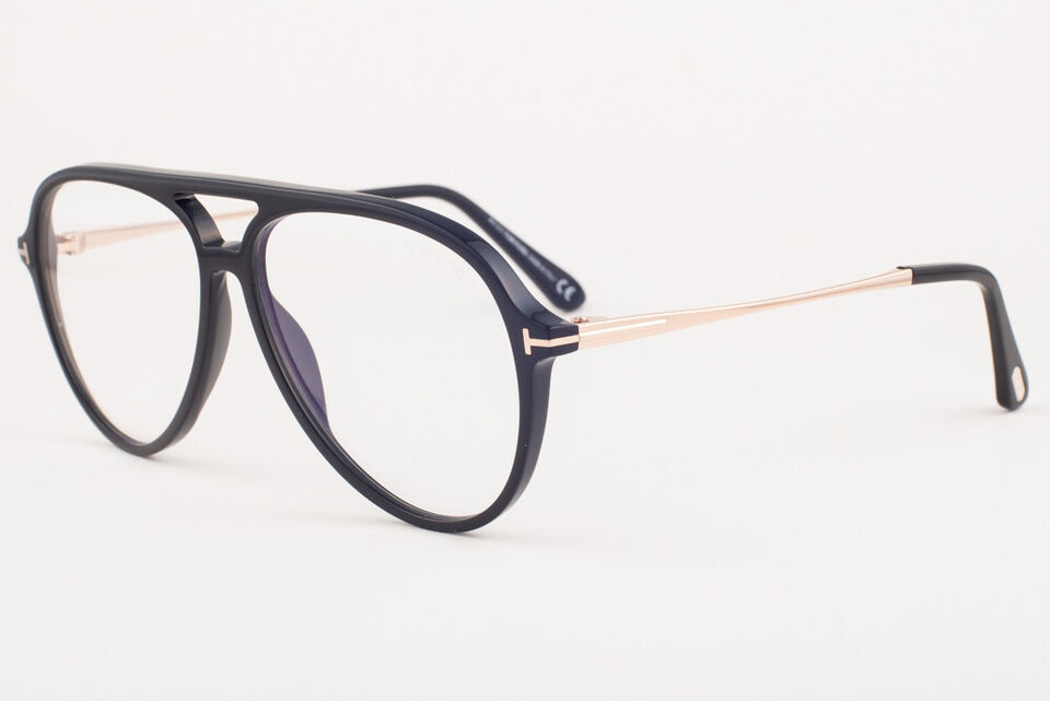 Tom Ford 5586-B 001 Black Blue Block Eyeglasses TF5586 001 56mm
