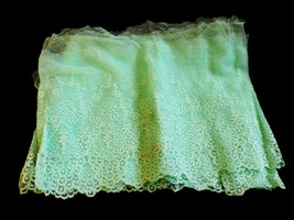 Stretch Embroidery Lace Trim aqua 10.5&quot; wide Scalloped Filet 9.72 yards - £41.15 GBP