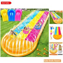 3Sided Safe Fence and Large Water Slides Set for Kids and Adults - $81.13