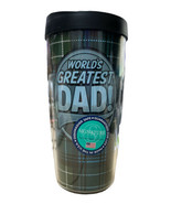 World&#39;s Greatest Dad! On Blue Flannel Traveler 16 Oz Tumbler Mug with Bl... - £13.22 GBP