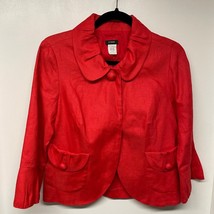 J.Crew Womens Red 100% Linen Summer Topper Jacket Womens Size 6/Small - $38.61