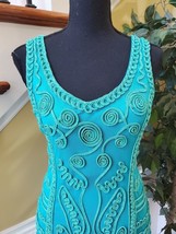 Vintage T &amp; W Designs heavily embriodered mermaid teal embroidered summer dress - £51.83 GBP