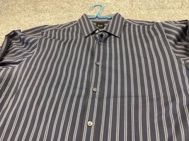 Hugo Boss Dress Shirt Mens Large Regular Fit Pinstripes Blue Button Up - £13.22 GBP