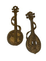 Vintage 1976 Sexton Metal Banjo &amp; Mandolin Instrument Wall Art Hangings - £29.04 GBP