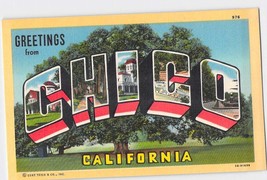 Postcard CA California Chico Greetings From Large Letter Linen Unused - £3.89 GBP