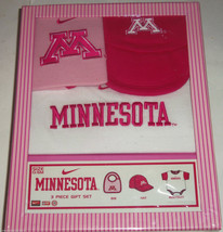 Minnesota Pink Hat Bib One Outfit Baby Girl Gift Box College NCAA Team Nike - £23.94 GBP