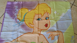 Vintage Tinkerbell Fairy Disney Bed Flat Sheet Twin size &amp; Pillow Case Set  - £23.53 GBP