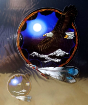 Eagle Moon &amp; Mountain Peel &amp; Stick Vinyl Stickers (1) 3.75x4.5 in + (1) ... - £3.82 GBP