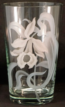 Stunning Vase w/ Etched Bearded Iris Flower Artist Signed Fran (Unsure l... - $69.00