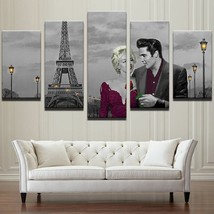 Canvas 5 Panel Elvis Marilyn Monroe Paris Eiffel Tower Print Framed/Unframed - $31.00+