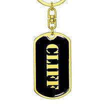 Cliff v3 - Luxury Dog Tag Keychain 18K Yellow Gold Finish Personalized Name - £35.84 GBP