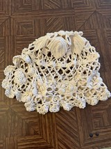 Vintage Handmade Crocheted Crochet Baby Christening Cap Hat Cream - $9.50