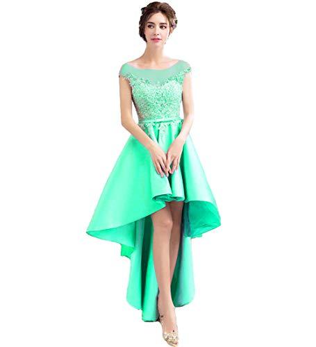Kivary Plus Size Cap Sleeves Bateau High Low Prom Homecoming Dresses Mint Green