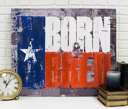 Rustic Western Born And Bred Texas Flag Wood Frame Canvas Wall Art 19&quot; X 23&quot; - £31.69 GBP