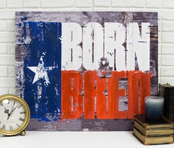 Rustic Western Born And Bred Texas Flag Wood Frame Canvas Wall Art 19&quot; X 23&quot; - £31.69 GBP