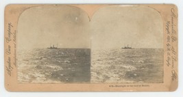 c1900&#39;s Real Photo Stereoview Moonlight On The Gulf Of Mexico. Ship in Distance - £14.64 GBP