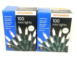 Sylvania Indoor Outdoor 100 Mini Lights Strings Clear White Christmas Lot of 2 - £7.09 GBP