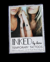 Inked by Dani Temporary Tattoos Black &amp; White Pack 20 Hand Drawn Designs New - £8.69 GBP