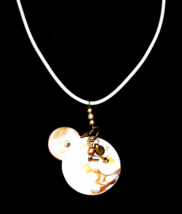 Mother of Pearl on Leather cord Necklace 22&quot;  -- Handcrafted - £14.61 GBP