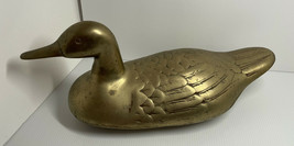 Vintage MID CENTURY Brass LARGE Duck Figurine 17” Long Heavy 7.5 Pounds - $58.89