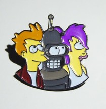 Futurama TV Series Fry Bender Leela Trio Images Metal Enamel Pin NEW UNUSED - £6.14 GBP