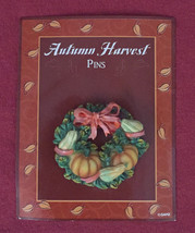 GAMZ Autumn Harvest pin wreath brooch Fall Thanksgiving pumpkins - £1.58 GBP