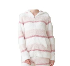 Gelato Pique Pink White Stripe Zip Up Hoodie Fuzzy Furry Loungewear One ... - £23.38 GBP