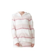 Gelato Pique Pink White Stripe Zip Up Hoodie Fuzzy Furry Loungewear One ... - £23.59 GBP