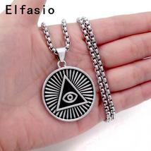 ELFASIO Stylish Pewter Illuminati / All Seeing Eye Theme Pendant / Necklace - £15.97 GBP+