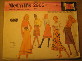 UNCUT Sewing Pattern 1971 McCall&#39;s SIZE 29 Waist SKIRT SETS 2905 [Z25] - $3.99