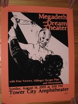 Megadeth Signed Numbered Dream Theater Screen Print Poster August 14, 2005 Me... - £140.18 GBP