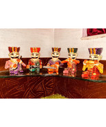 Home Table Decor Rajasthani Wooden Hand Made Home Musician Bawla Set of 5 - £51.13 GBP