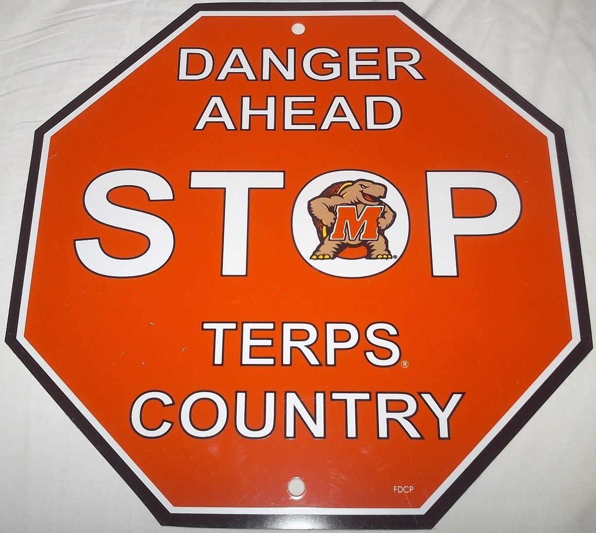 Primary image for NCAA Maryland Terrapins Team Stop Sign 12"x12" Styrene Plastic by Fremont Die