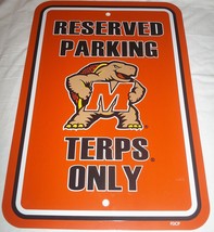 NCAA Maryland Terrapins RESERVED PARKING SIGN TERPS FANS ONLY 12&quot;x18&quot; Pl... - £10.14 GBP