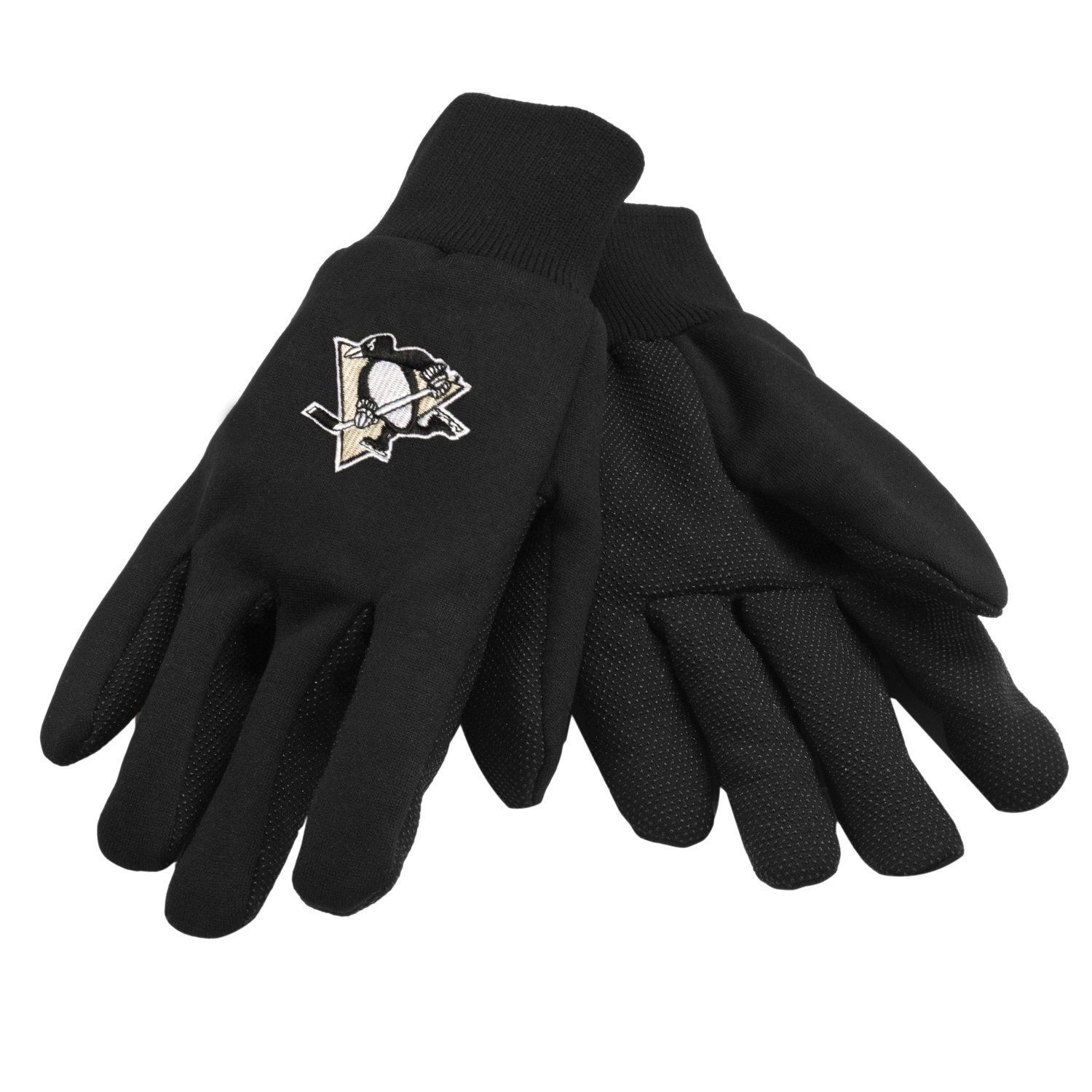 NHL Pittsburgh Penguins Colored Palm Utility Gloves Black w/ Black Palm by FOCO - $10.99