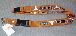 NCAA Texas Longhorns Logo and Name on Orange Lanyard Keychain by Aminco - £7.57 GBP