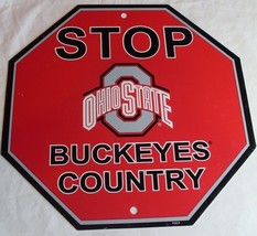 NCAA Ohio State Buckeyes Team Stop Sign 12&quot;x12&quot; Styrene Plastic by Fremo... - £11.00 GBP