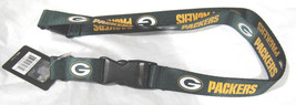 NFL Green Bay Packers Green Lanyard Detachable Keyring 23&quot;X3/4&quot; Aminco - £7.45 GBP