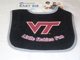 An item in the Sports Mem, Cards & Fan Shop category: NCAA Little Virginia Tech Fan Baby Bib Black w/Gray Trim by WinCraft